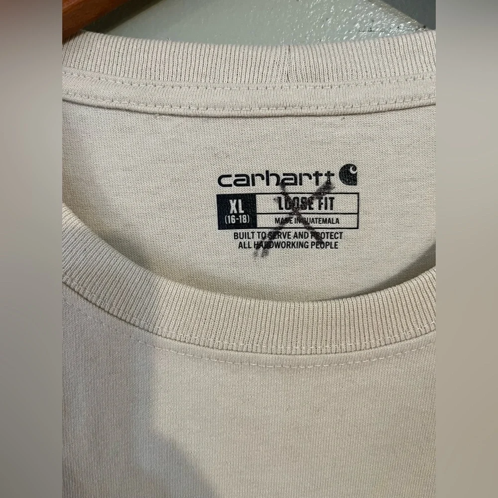 Carhartt Womens Cotton Lose Fit Short Sleeve Tee Cream Pocket T-Shirt Xl New - Picture 5 of 7